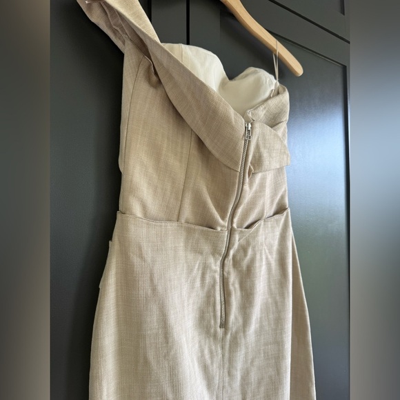 NWT • Zara Asymmetrical Slip MIDI Taupe Dress • XS - Picture 13 of 15